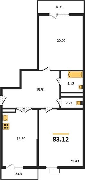 Фото №1: 2-комнатная квартира 83&nbsp;м², 18/21&nbsp;эт. - Краснодар, Карасунский внутригородской округ, Хлопчато-бумажный Комбинат, мкр. жилой комплекс Режиссёр, ул. Уральская, 100/8