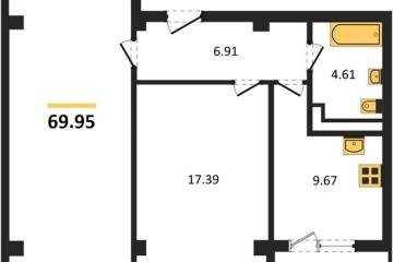Фото №1: 2-комнатная квартира 69 м², 7/21 эт. - Краснодар, мкр. жилой комплекс Режиссёр, ул. Уральская, 100/8
