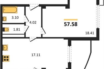 Фото №1: 1-комнатная квартира 57&nbsp;м², 9/21&nbsp;эт. - Краснодар, мкр. жилой комплекс Режиссёр, ул. Уральская, 100/8