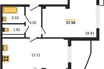 Фото №1: 1-комнатная квартира 57&nbsp;м², 13/21&nbsp;эт. - Краснодар, мкр. жилой комплекс Режиссёр, ул. Уральская, 100/8