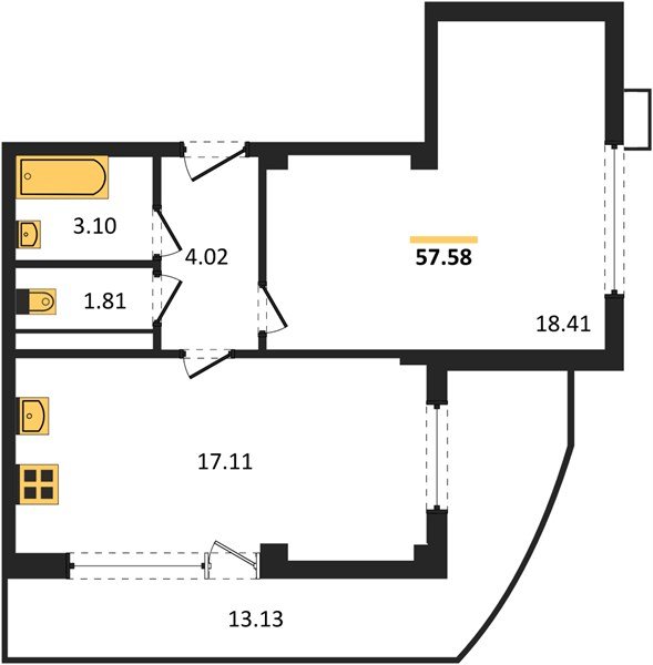 Фото №1: 1-комнатная квартира 57&nbsp;м², 13/21&nbsp;эт. - Краснодар, Карасунский внутригородской округ, Хлопчато-бумажный Комбинат, мкр. жилой комплекс Режиссёр, ул. Уральская, 100/8