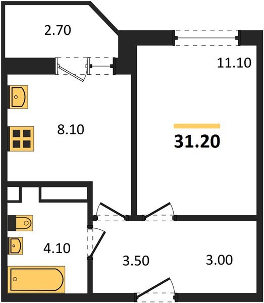 Фото №1: 1-комнатная квартира 31&nbsp;м², 6/9&nbsp;эт. - Краснодар, Прикубанский внутригородской округ, мкр. жилой комплекс Спортивная Деревня, ул. имени Генерала Корнилова, 16