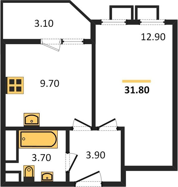 Фото №1: 1-комнатная квартира 31&nbsp;м², 6/9&nbsp;эт. - Краснодар, Прикубанский внутригородской округ, мкр. жилой комплекс Спортивная Деревня, ул. имени Генерала Корнилова, 18