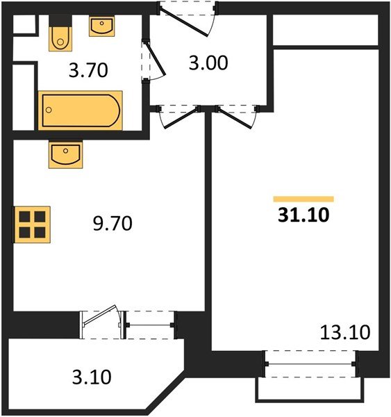 Фото №1: 1-комнатная квартира 31&nbsp;м², 6/9&nbsp;эт. - Краснодар, Прикубанский внутригородской округ, мкр. жилой комплекс Спортивная Деревня, ул. имени Генерала Корнилова, 16к1