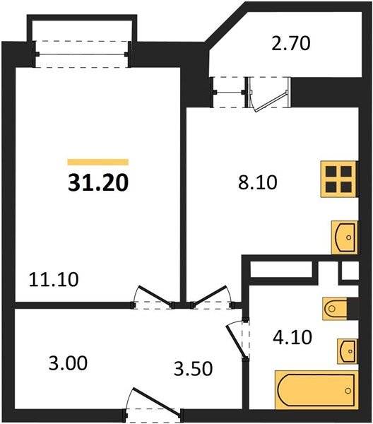Фото №1: 1-комнатная квартира 31&nbsp;м², 4/9&nbsp;эт. - Краснодар, Прикубанский внутригородской округ, мкр. жилой комплекс Спортивная Деревня, ул. имени Генерала Корнилова, 16к1