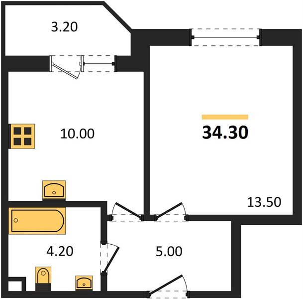 Фото №1: 1-комнатная квартира 34&nbsp;м², 1/9&nbsp;эт. - Краснодар, Прикубанский внутригородской округ, мкр. жилой комплекс Спортивная Деревня