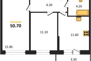 Фото №1: 2-комнатная квартира 50 м², 1/9 эт. - Краснодар, мкр. жилой комплекс Спортивная Деревня,
