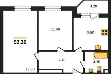 Фото №1: 2-комнатная квартира 52 м², 1/9 эт. - Краснодар, мкр. жилой комплекс Спортивная Деревня,