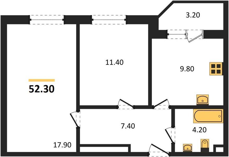 Фото №1: 2-комнатная квартира 52&nbsp;м², 1/9&nbsp;эт. - Краснодар, Прикубанский внутригородской округ, мкр. жилой комплекс Спортивная Деревня