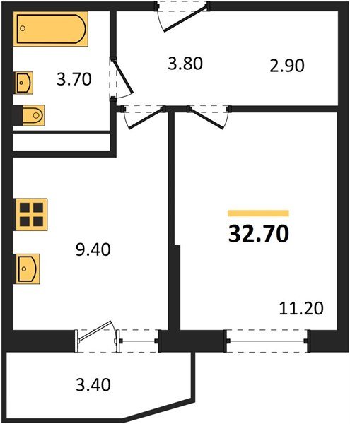 Фото №1: 1-комнатная квартира 32&nbsp;м², 6/9&nbsp;эт. - Краснодар, Прикубанский внутригородской округ, мкр. жилой комплекс Спортивная Деревня