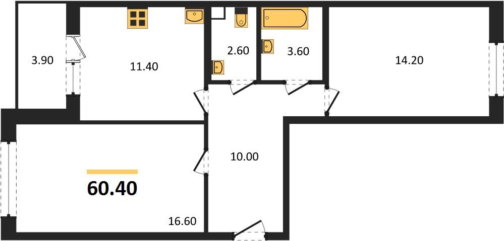Фото №1: 2-комнатная квартира 60&nbsp;м², 1/9&nbsp;эт. - Краснодар, Прикубанский внутригородской округ, мкр. жилой комплекс Спортивная Деревня