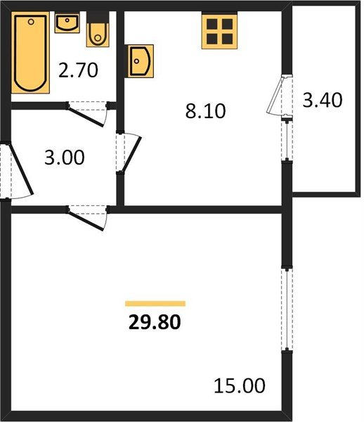 Фото №1: 1-комнатная квартира 29&nbsp;м², 5/5&nbsp;эт. - Яблоновский, мкр. жилой комплекс Дарград, ул. Тургеневское Шоссе, 33/5к35