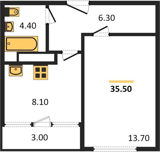 Фото №1: 1-комнатная квартира 35&nbsp;м², 9/9&nbsp;эт. - Яблоновский, ул. Тургеневское Шоссе, 1Гк5