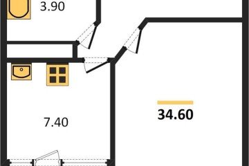 Фото №1: 1-комнатная квартира 34 м², 9/9 эт. - Яблоновский, ул. Тургеневское Шоссе, 1Гк5