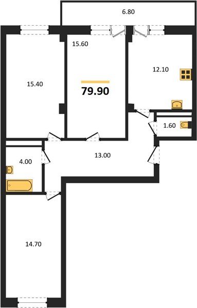 Фото №1: 3-комнатная квартира 81&nbsp;м², 11/15&nbsp;эт. - Краснодар, Прикубанский внутригородской округ, мкр. Фестивальный