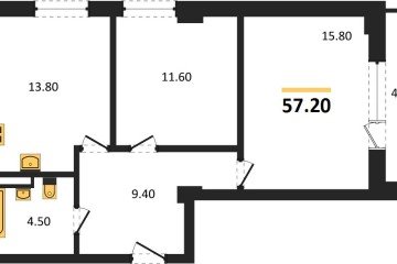 Фото №1: 2-комнатная квартира 59 м², 6/15 эт. - Краснодар, мкр. Фестивальный,