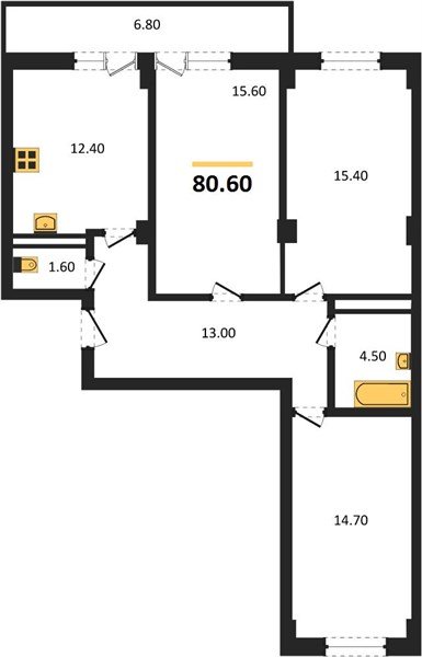 Фото №1: 3-комнатная квартира 82&nbsp;м², 1/15&nbsp;эт. - Краснодар, Прикубанский внутригородской округ, мкр. Фестивальный
