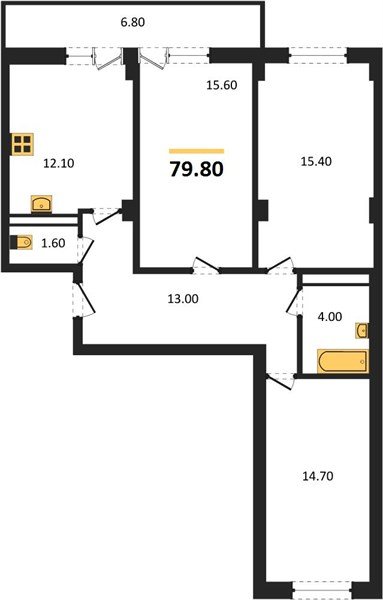 Фото №1: 3-комнатная квартира 82&nbsp;м², 2/15&nbsp;эт. - Краснодар, Прикубанский внутригородской округ, мкр. Фестивальный