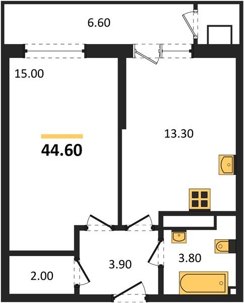 Фото №1: 1-комнатная квартира 44&nbsp;м², 23/24&nbsp;эт. - Краснодар, Карасунский внутригородской округ, Черёмушки, мкр. ЖК Рекорд, ул. Новороссийская, 102И