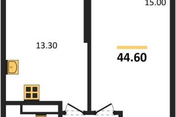 Фото №1: 1-комнатная квартира 44 м², 23/24 эт. - Краснодар, мкр. ЖК Рекорд, ул. Новороссийская, 102И