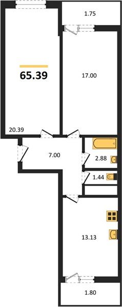 Фото №1: 2-комнатная квартира 65&nbsp;м², 24/24&nbsp;эт. - Краснодар, Прикубанский внутригородской округ, ЖК Славянка, мкр. Славянский, ул. Заполярная, 39к7