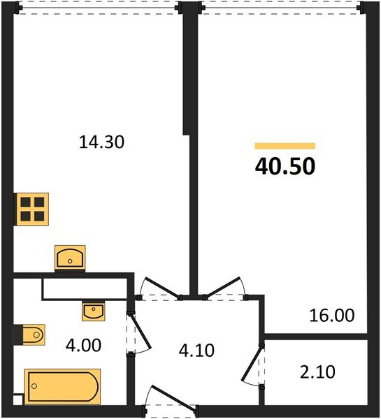 Фото №1: 1-комнатная квартира 40&nbsp;м², 16/16&nbsp;эт. - Краснодар, Прикубанский внутригородской округ, мкр. Догма Парк
