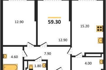 Фото №1: 2-комнатная квартира 59 м², 13/16 эт. - Краснодар, мкр. Догма Парк,
