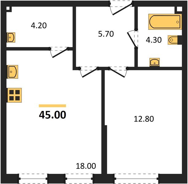 Фото №1: 1-комнатная квартира 45&nbsp;м², 2/19&nbsp;эт. - Краснодар, Прикубанский внутригородской округ, мкр. Догма Парк