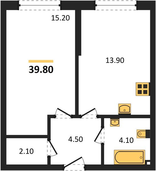 Фото №1: 1-комнатная квартира 39&nbsp;м², 2/19&nbsp;эт. - Краснодар, Прикубанский внутригородской округ, мкр. Догма Парк