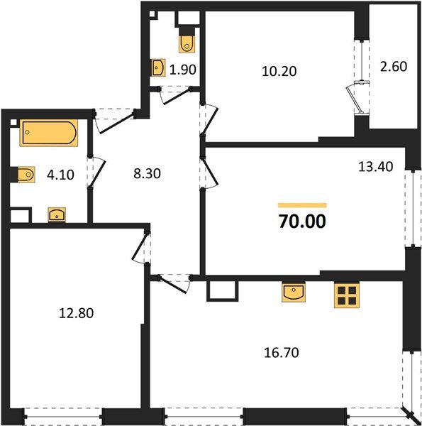 Фото №1: 3-комнатная квартира 70&nbsp;м², 4/19&nbsp;эт. - Краснодар, Прикубанский внутригородской округ, мкр. Догма Парк