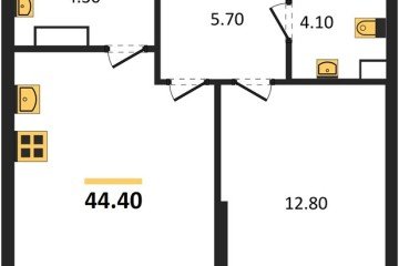 Фото №1: 1-комнатная квартира 44 м², 5/19 эт. - Краснодар, мкр. Догма Парк,