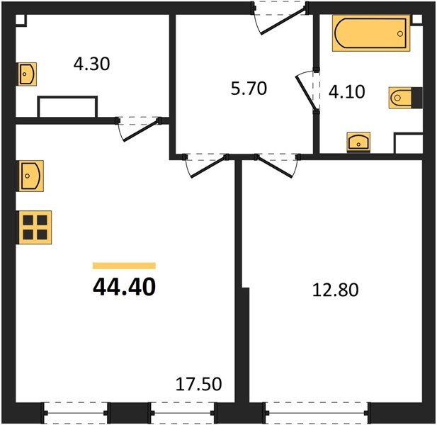 Фото №1: 1-комнатная квартира 44&nbsp;м², 5/19&nbsp;эт. - Краснодар, Прикубанский внутригородской округ, мкр. Догма Парк