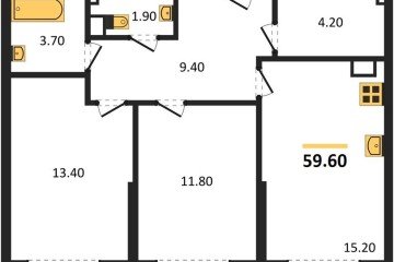 Фото №1: 2-комнатная квартира 59 м², 6/19 эт. - Краснодар, мкр. Догма Парк,