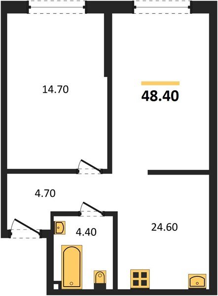 Фото №1: 1-комнатная квартира 48&nbsp;м², 2/19&nbsp;эт. - Краснодар, Прикубанский внутригородской округ, мкр. Догма Парк