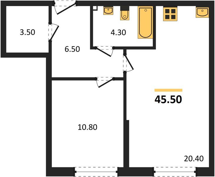Фото №1: 1-комнатная квартира 45&nbsp;м², 2/19&nbsp;эт. - Краснодар, Прикубанский внутригородской округ, мкр. Догма Парк
