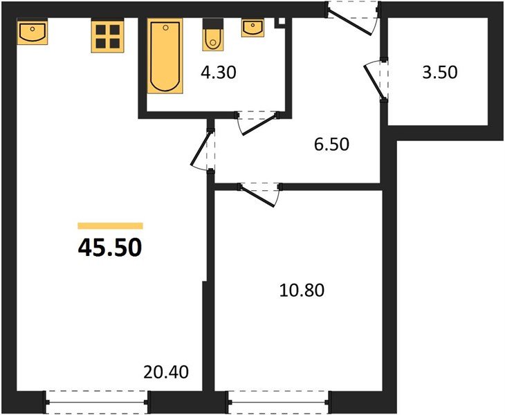 Фото №1: 1-комнатная квартира 45&nbsp;м², 2/19&nbsp;эт. - Краснодар, Прикубанский внутригородской округ, мкр. Догма Парк