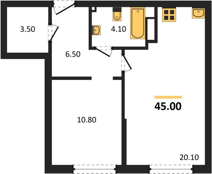 Фото №1: 1-комнатная квартира 45&nbsp;м², 4/19&nbsp;эт. - Краснодар, Прикубанский внутригородской округ, мкр. Догма Парк