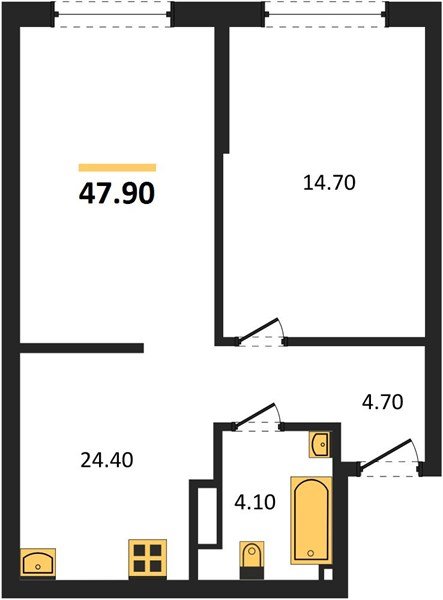 Фото №1: 1-комнатная квартира 47&nbsp;м², 4/19&nbsp;эт. - Краснодар, Прикубанский внутригородской округ, мкр. Догма Парк