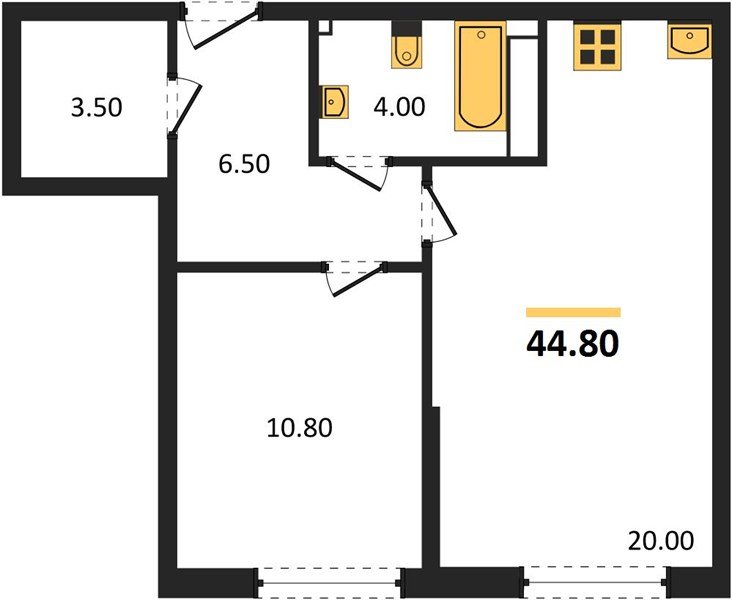 Фото №1: 1-комнатная квартира 44&nbsp;м², 12/19&nbsp;эт. - Краснодар, Прикубанский внутригородской округ, мкр. Догма Парк