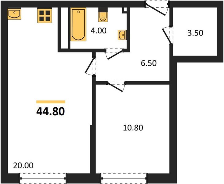 Фото №1: 1-комнатная квартира 44&nbsp;м², 16/19&nbsp;эт. - Краснодар, Прикубанский внутригородской округ, мкр. Догма Парк