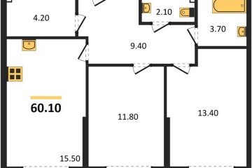 Фото №1: 2-комнатная квартира 60 м², 2/19 эт. - Краснодар, мкр. Догма Парк,