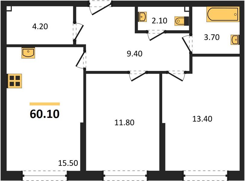 Фото №1: 2-комнатная квартира 60&nbsp;м², 2/19&nbsp;эт. - Краснодар, Прикубанский внутригородской округ, мкр. Догма Парк