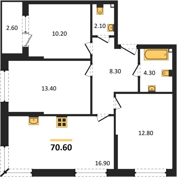 Фото №1: 3-комнатная квартира 70&nbsp;м², 2/19&nbsp;эт. - Краснодар, Прикубанский внутригородской округ, мкр. Догма Парк