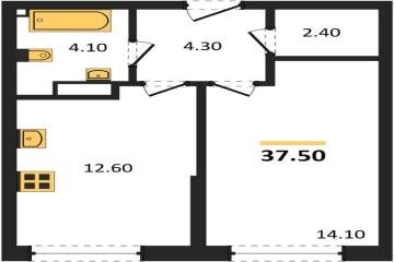 Фото №1: 1-комнатная квартира 37 м², 3/19 эт. - Краснодар, мкр. Догма Парк,