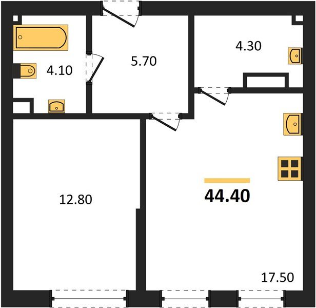 Фото №1: 1-комнатная квартира 44&nbsp;м², 8/19&nbsp;эт. - Краснодар, Прикубанский внутригородской округ, мкр. Догма Парк