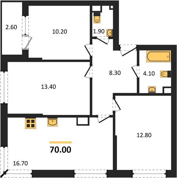 Фото №1: 3-комнатная квартира 70&nbsp;м², 7/19&nbsp;эт. - Краснодар, Прикубанский внутригородской округ, мкр. Догма Парк