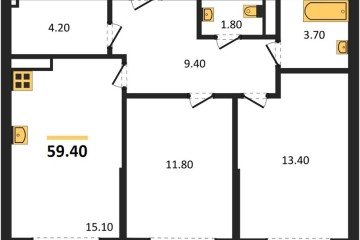 Фото №1: 2-комнатная квартира 59 м², 12/19 эт. - Краснодар, мкр. Догма Парк,