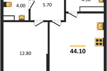 Фото №1: 1-комнатная квартира 44 м², 17/19 эт. - Краснодар, мкр. Догма Парк,