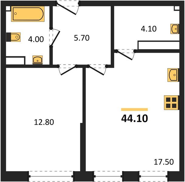 Фото №1: 1-комнатная квартира 44&nbsp;м², 17/19&nbsp;эт. - Краснодар, Прикубанский внутригородской округ, мкр. Догма Парк