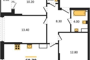 Фото №1: 3-комнатная квартира 69 м², 18/19 эт. - Краснодар, мкр. Догма Парк,